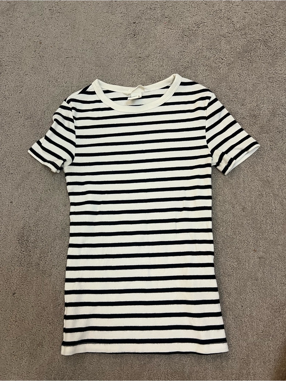 H&M Navy and White Striped Short Sleeve Tee